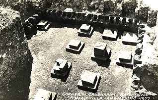 Bathhouse excavations, 1937. Corner of caldarium